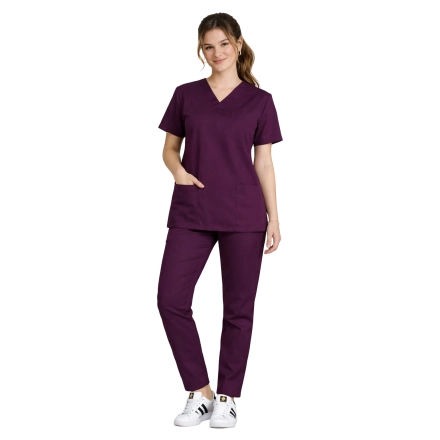 Komplet medyczny CLINIC bluza i spodnie cygaretki śliwka